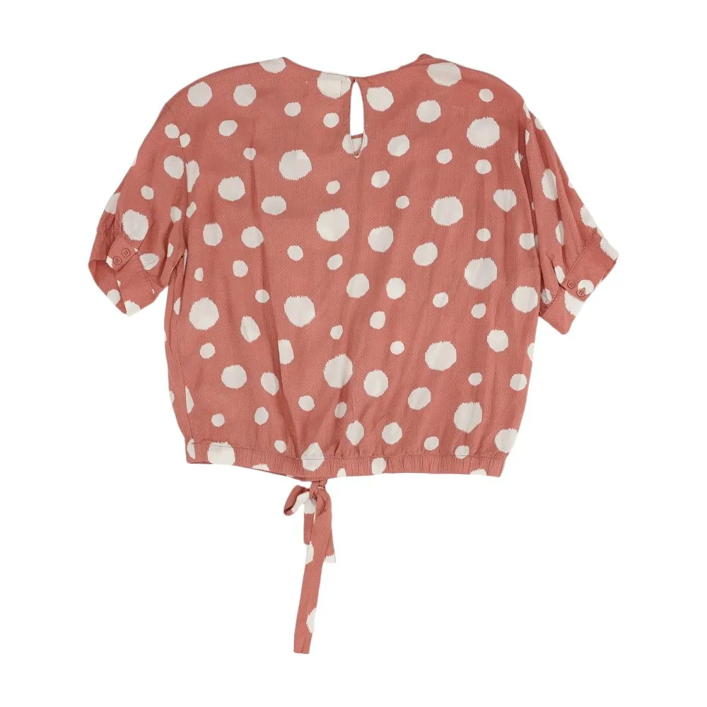 Pink Polka Dot Short Sleeve Blouse