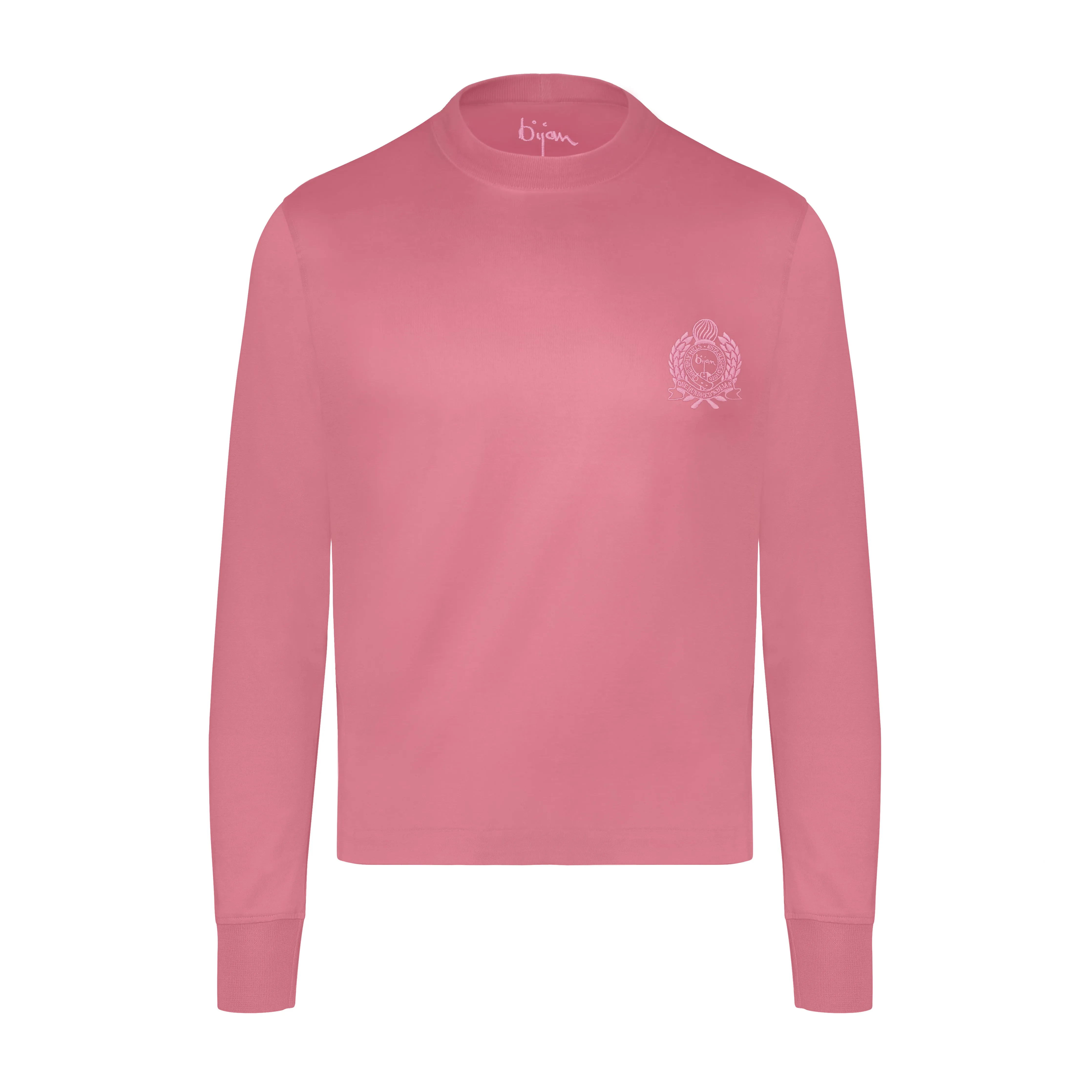 Pink with Pink Crest Long Sleeve T-Shirt