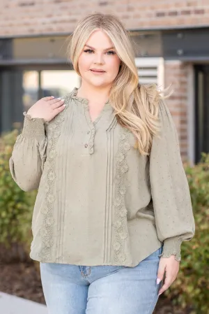 Plus Size Clip Dot Pleated Top Blouse | Top