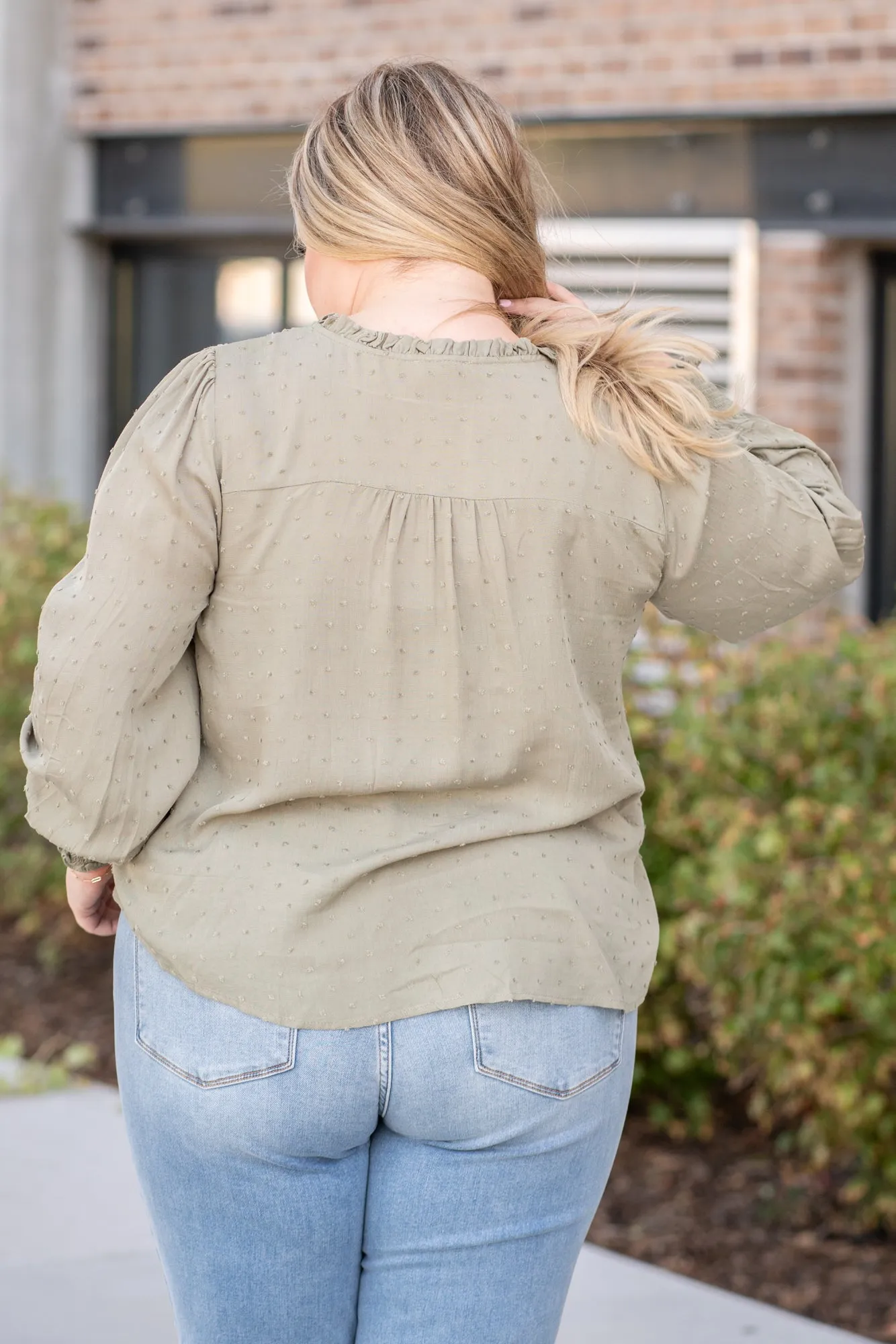 Plus Size Clip Dot Pleated Top Blouse | Top