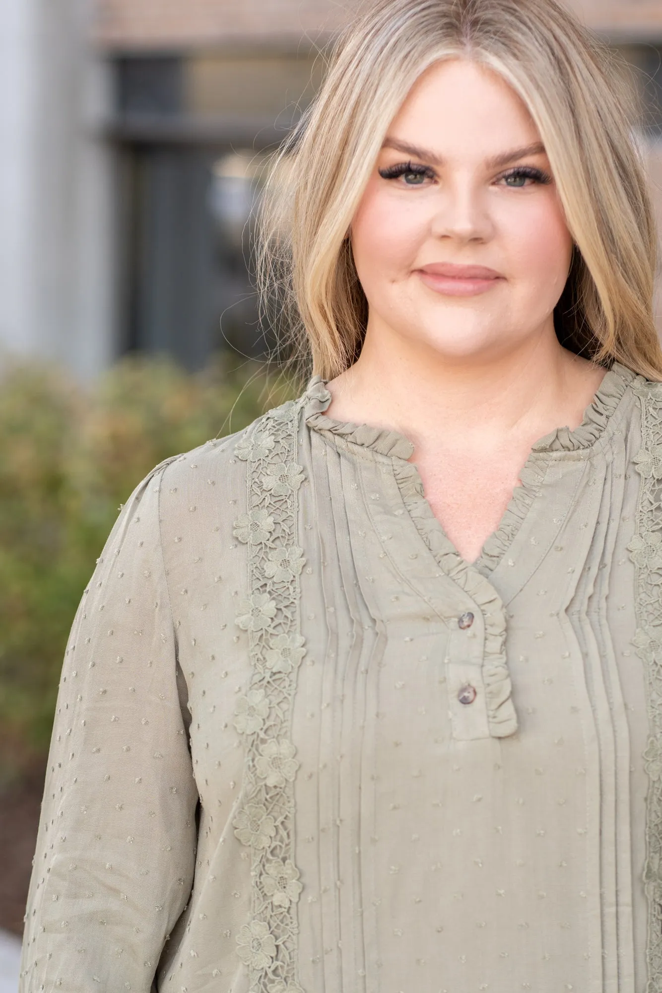 Plus Size Clip Dot Pleated Top Blouse | Top
