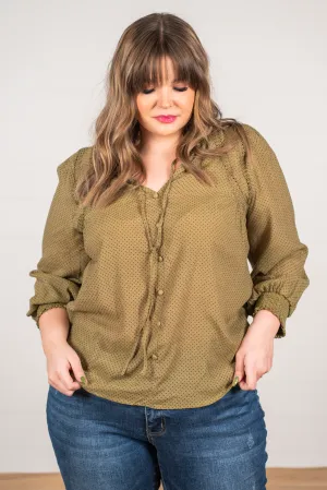 Plus Size Polka Dotted Blouse | Top