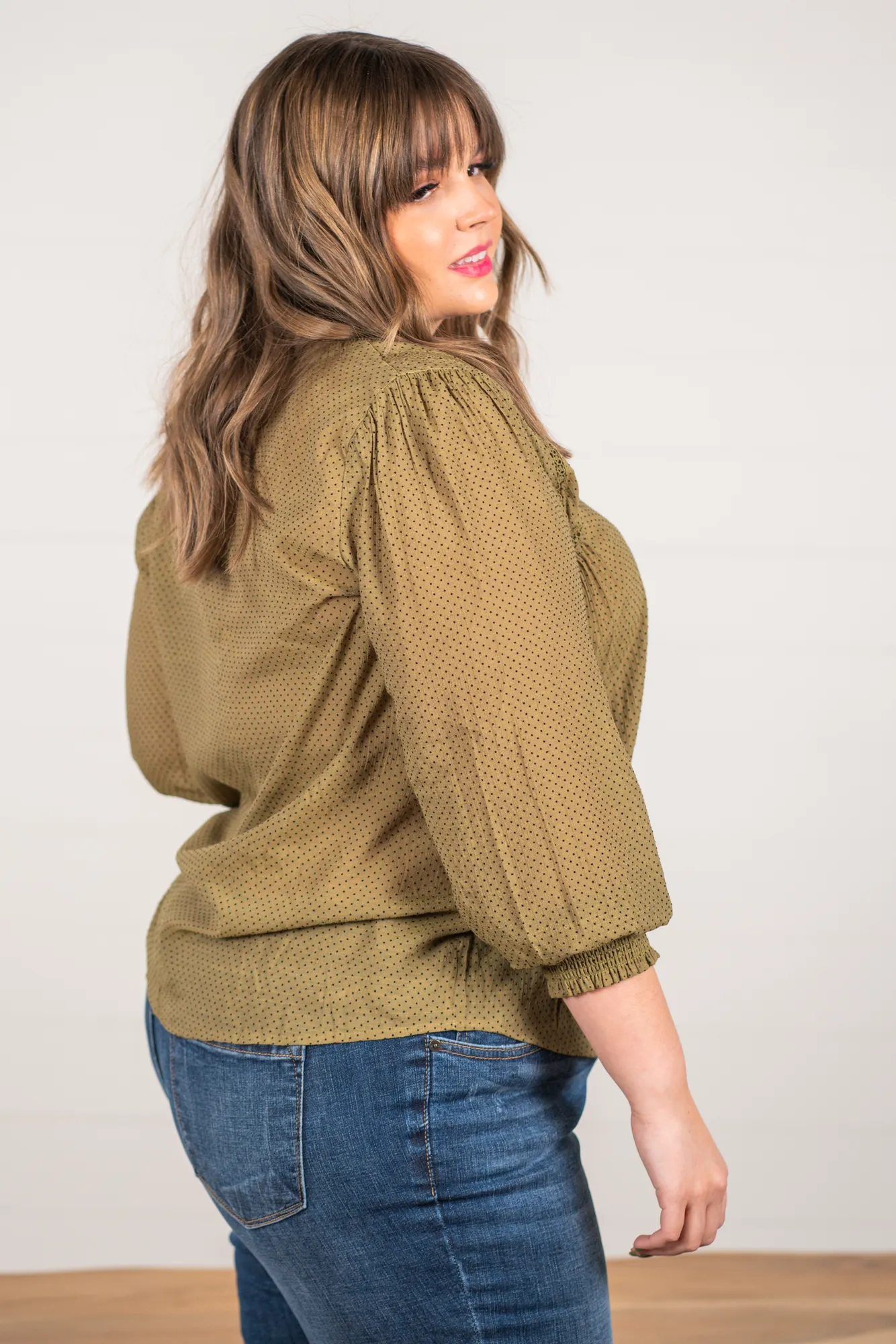 Plus Size Polka Dotted Blouse | Top