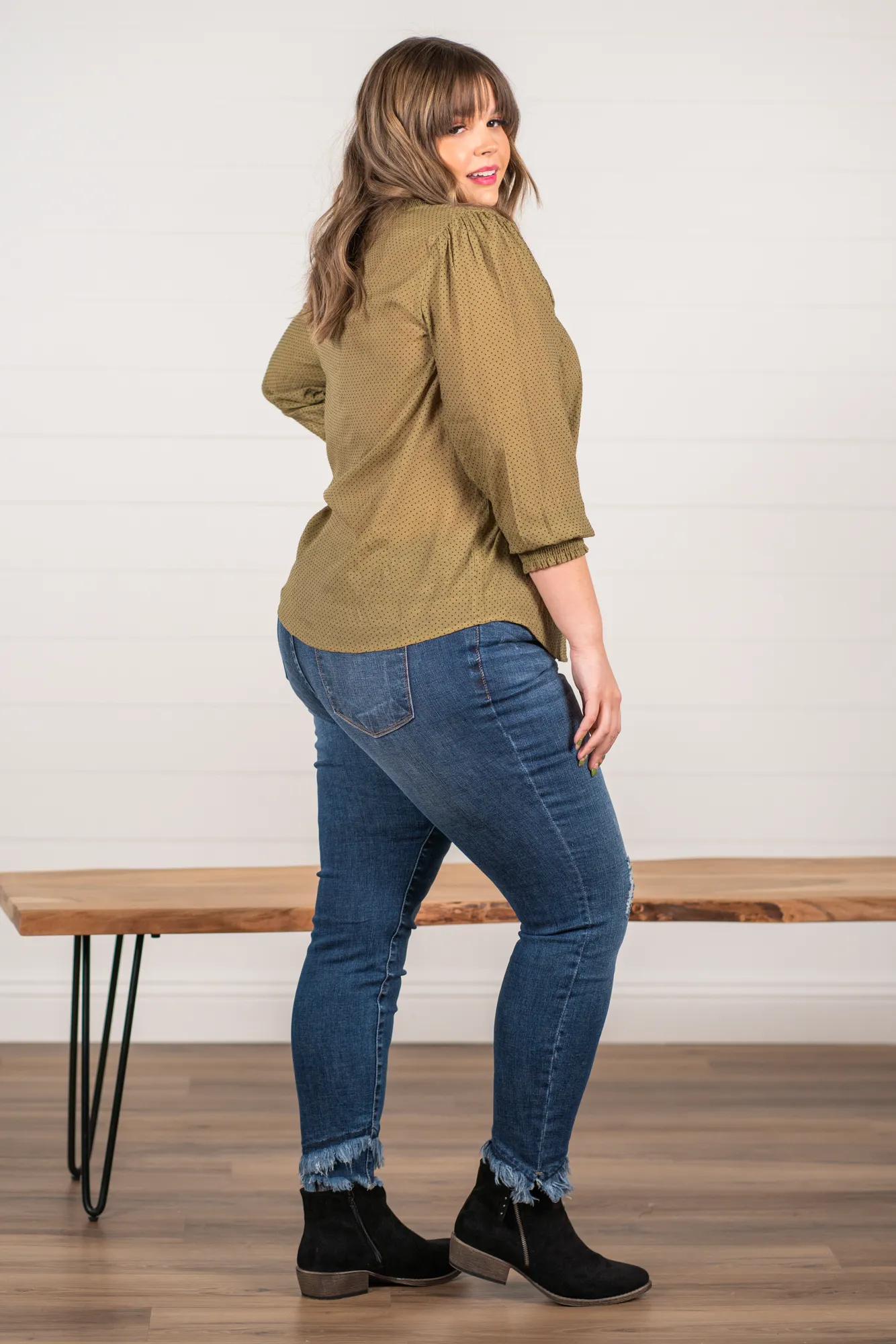 Plus Size Polka Dotted Blouse | Top