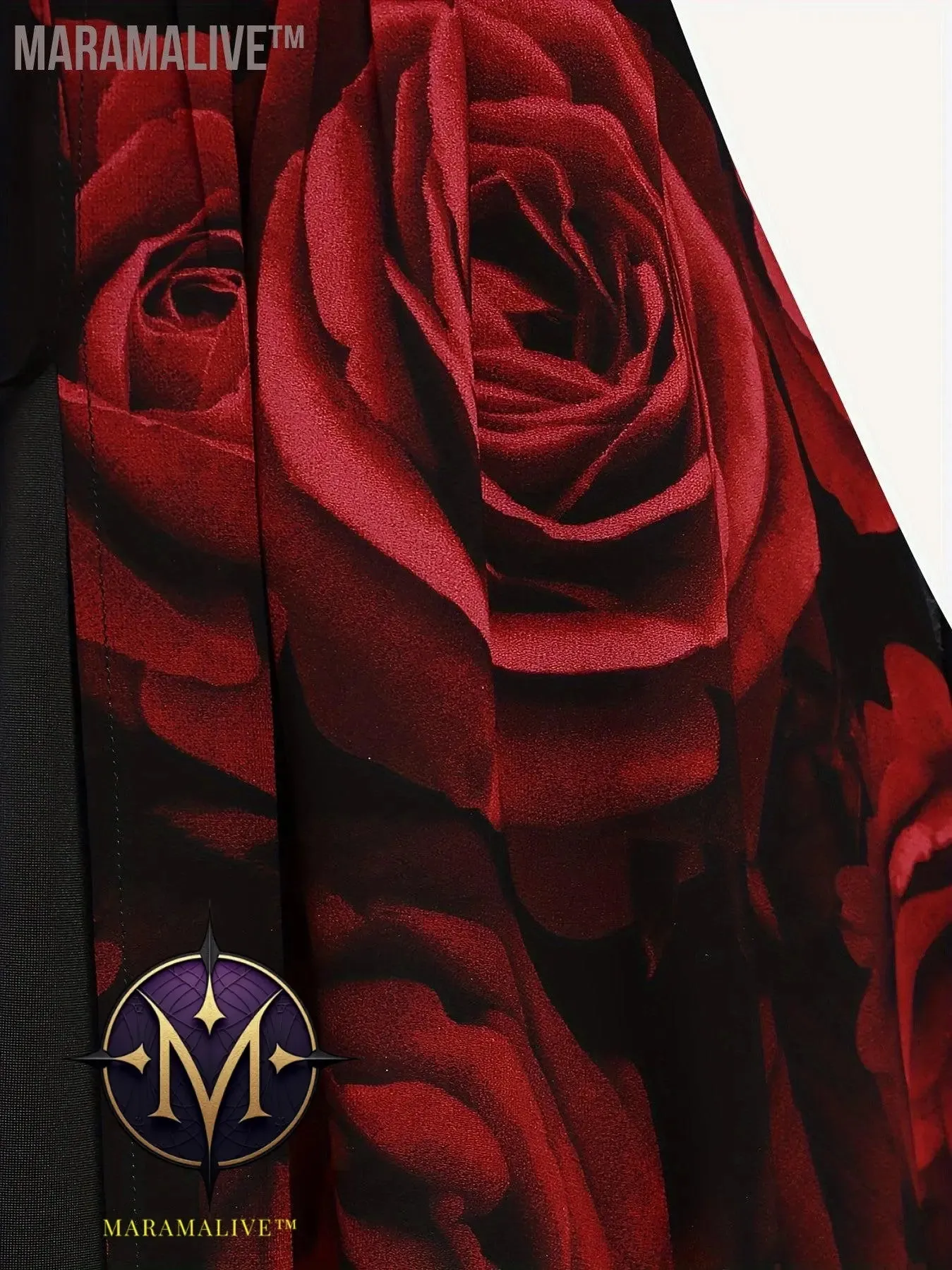 Plus Size Rose Print T-Shirt, Valentine's Day V Neck Long Sleeve T-Shirt, Women's Plus Size Clothing