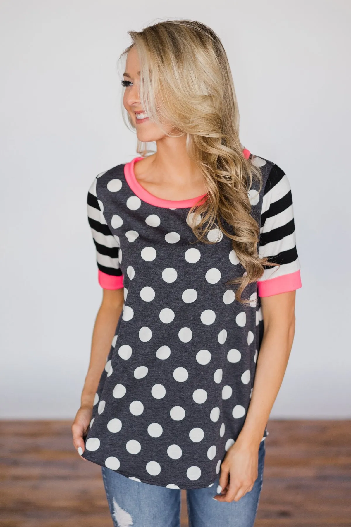 Polka Dot & Stripes Forever - Dusty Navy