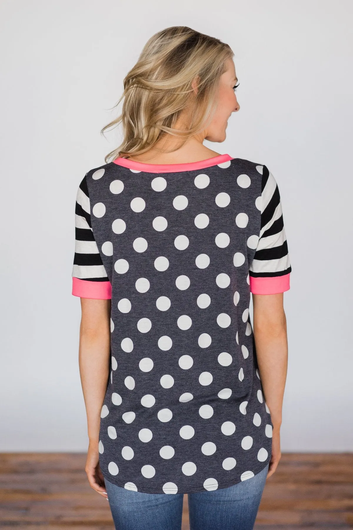 Polka Dot & Stripes Forever - Dusty Navy