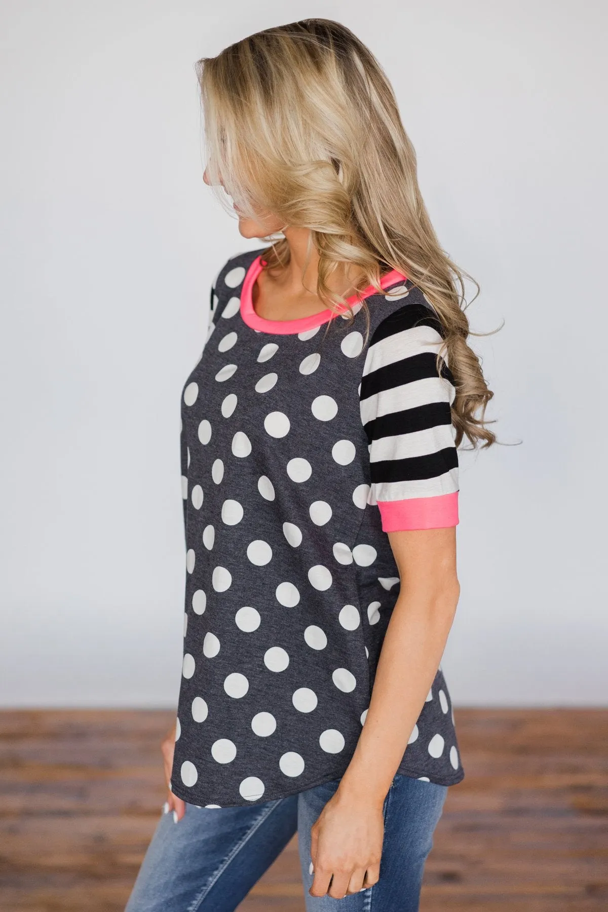 Polka Dot & Stripes Forever - Dusty Navy