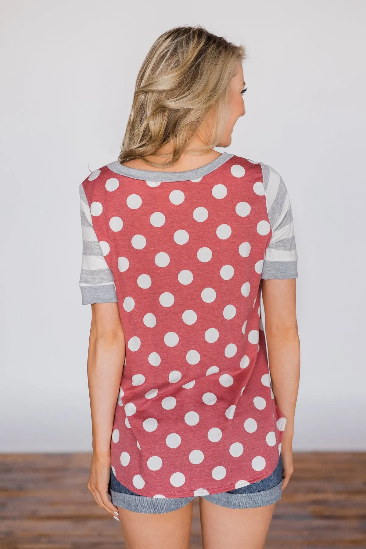 Polka Dot & Stripes Forever - Dusty Red