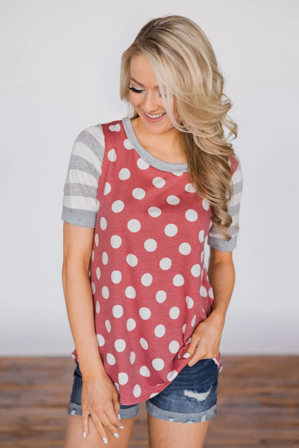 Polka Dot & Stripes Forever - Dusty Red