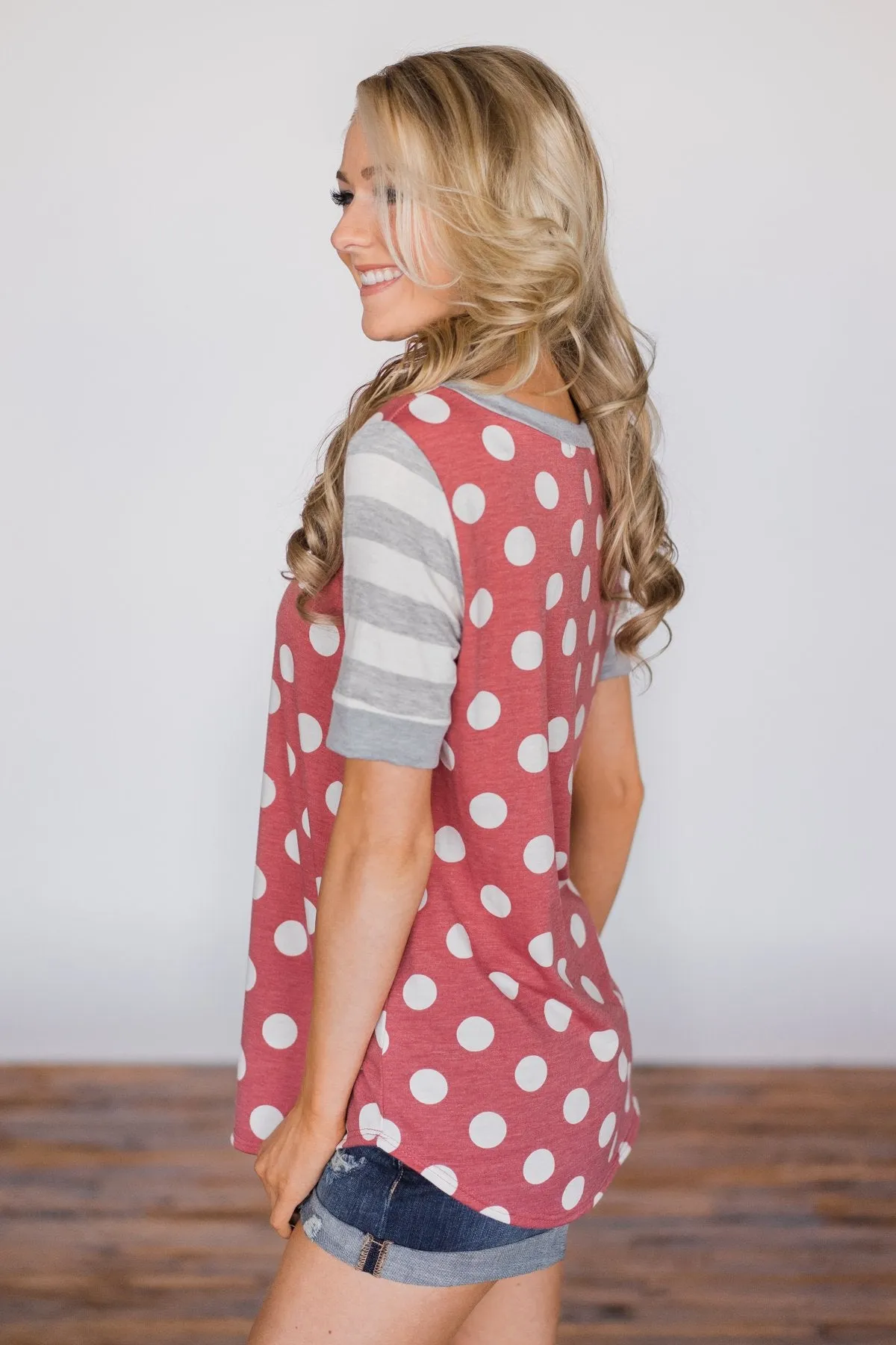 Polka Dot & Stripes Forever - Dusty Red