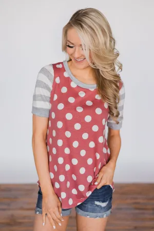 Polka Dot & Stripes Forever - Dusty Red