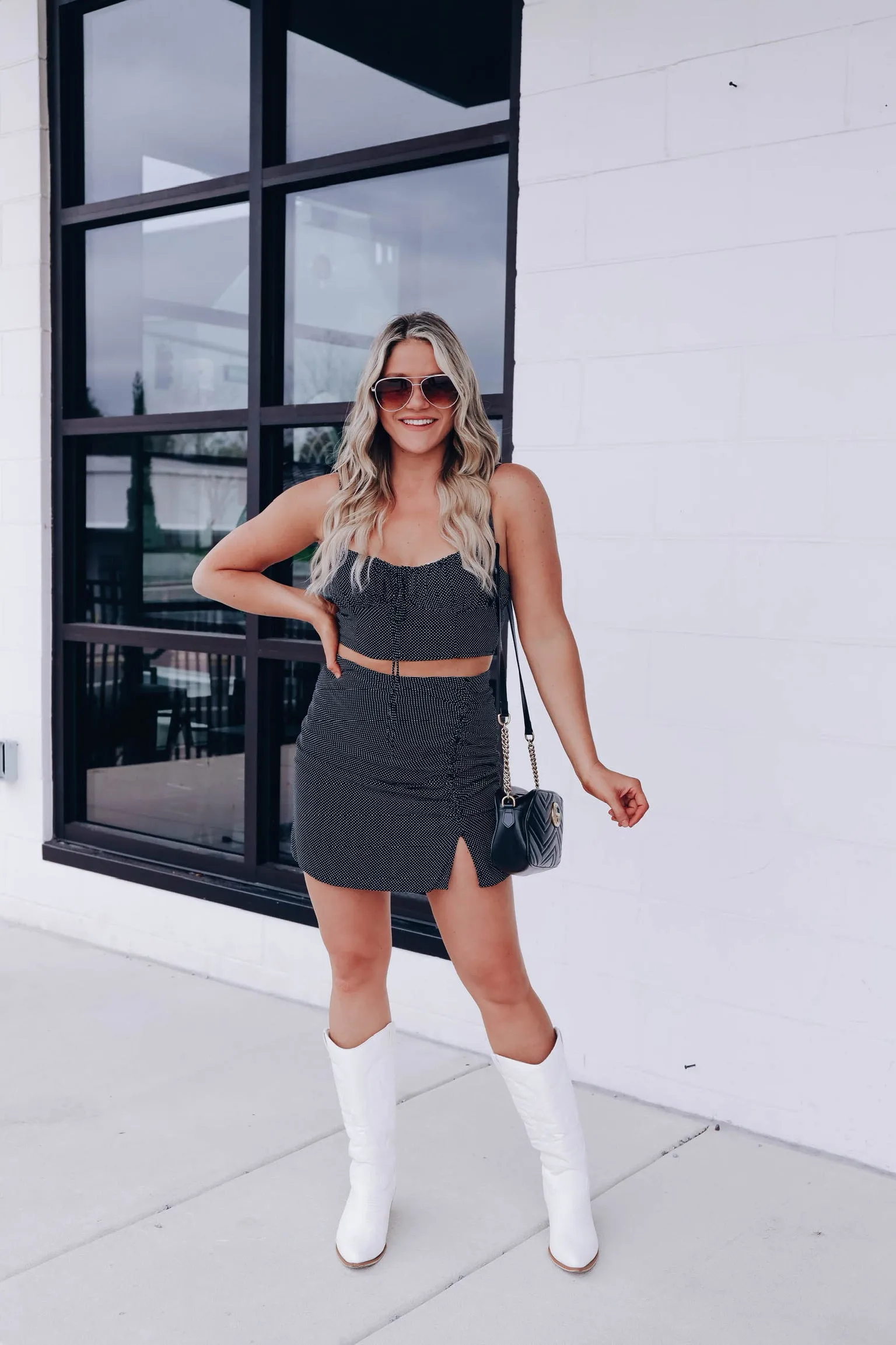 Polka Dot Cami Crop/Mini Skirt Set