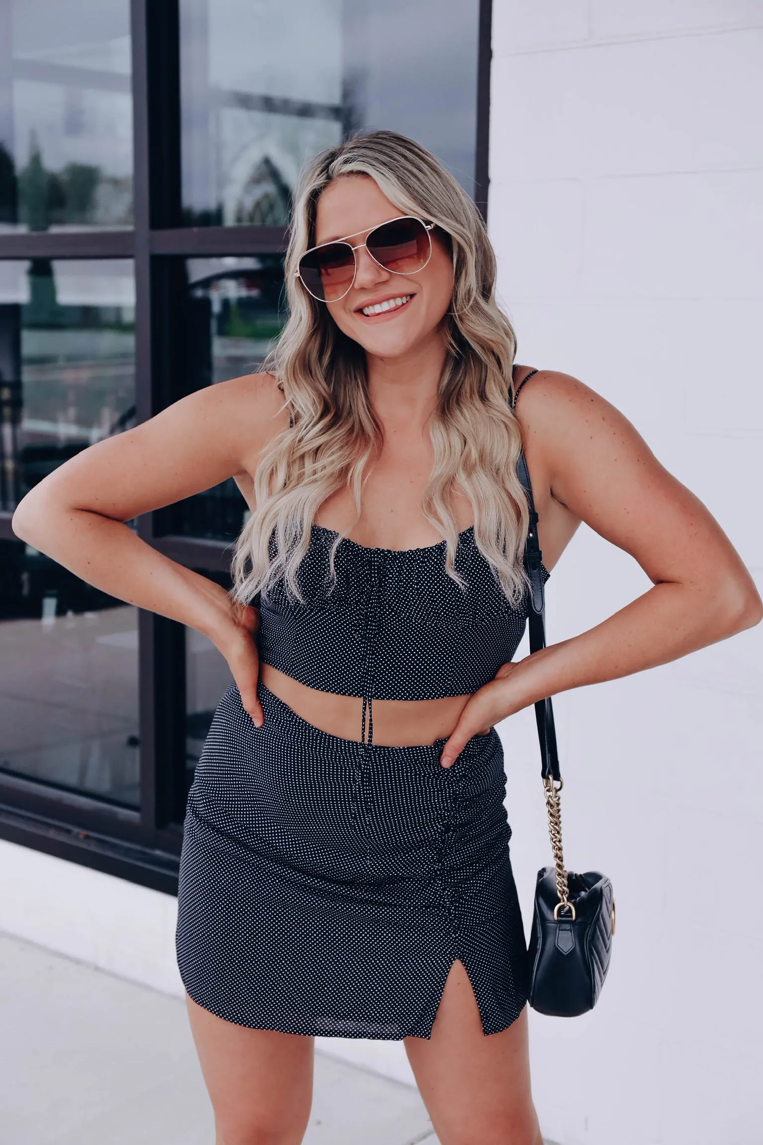 Polka Dot Cami Crop/Mini Skirt Set