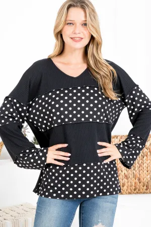 Polka Dot Long Bell Sleeve Print Top