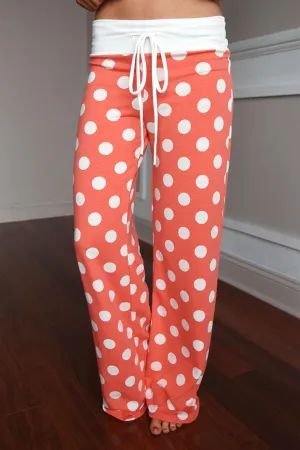 Polka Dot Lounge Pants ~ Coral