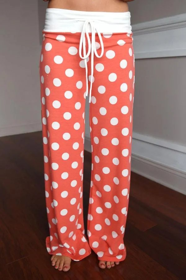 Polka Dot Lounge Pants ~ Coral