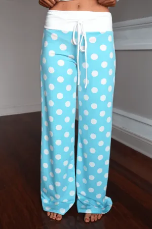 Polka Dot Lounge Pants ~ Light Blue