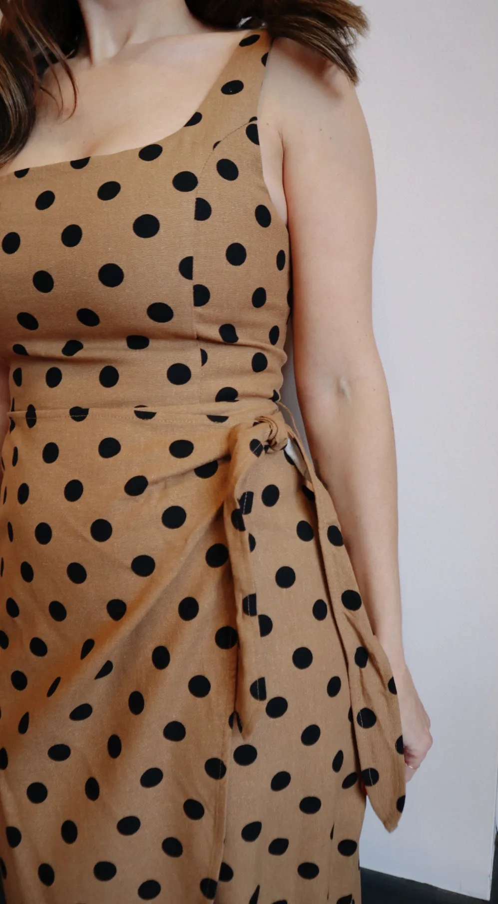 Polka Dot Tulip Hem Midi Wrap Dress