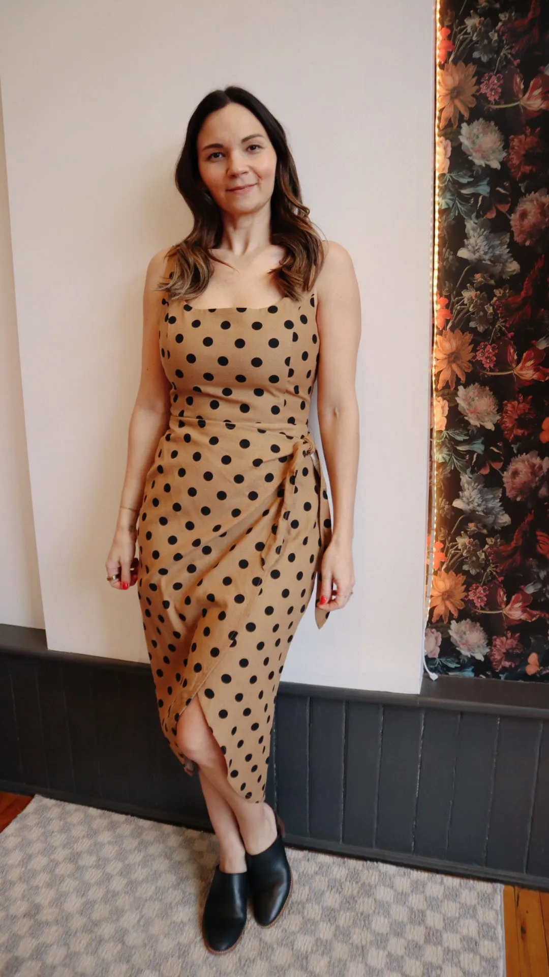 Polka Dot Tulip Hem Midi Wrap Dress