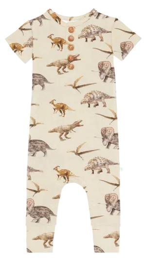 Posh Peanut Vintage Dino S/S Henley Romper