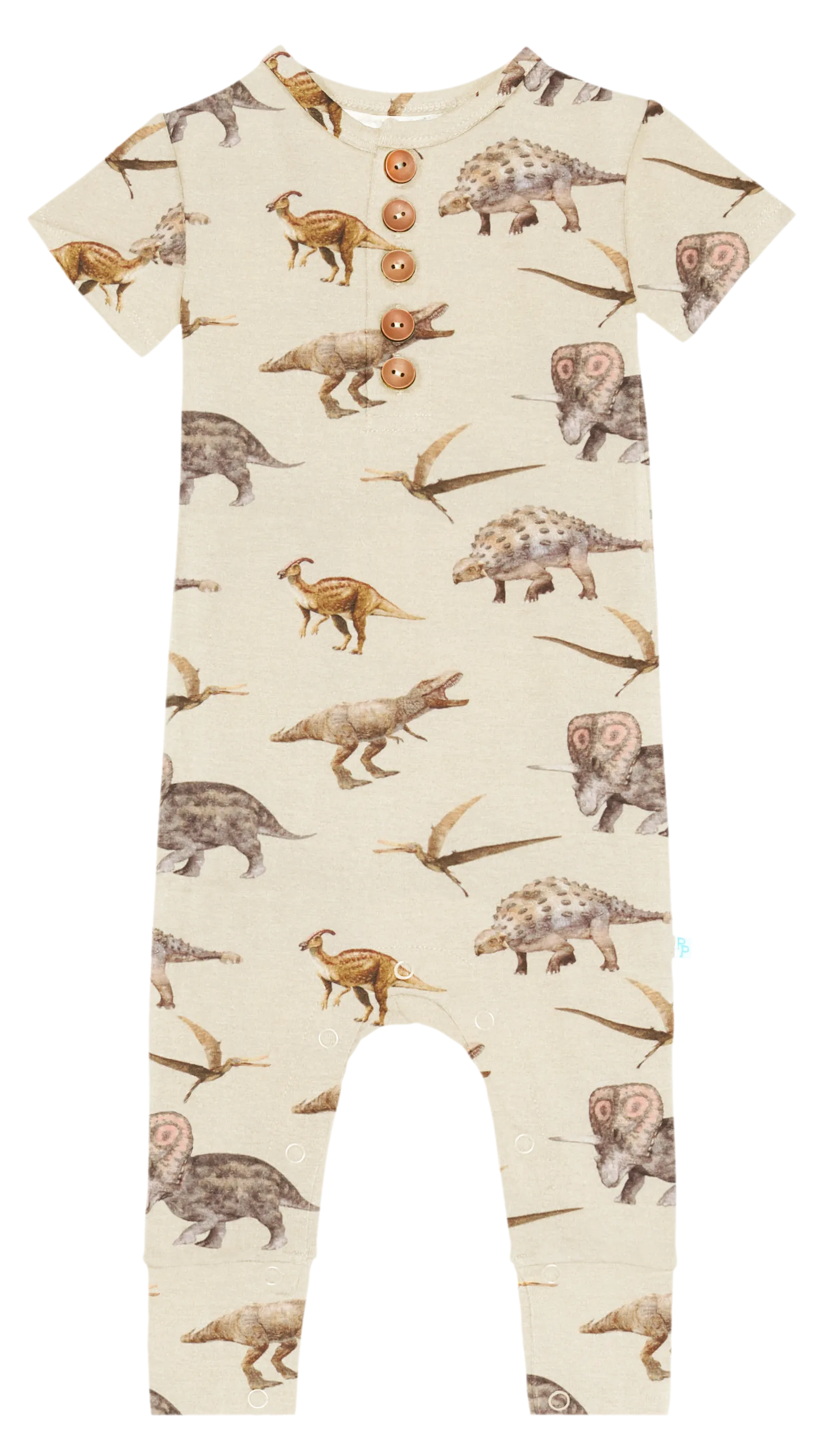 Posh Peanut Vintage Dino S/S Henley Romper