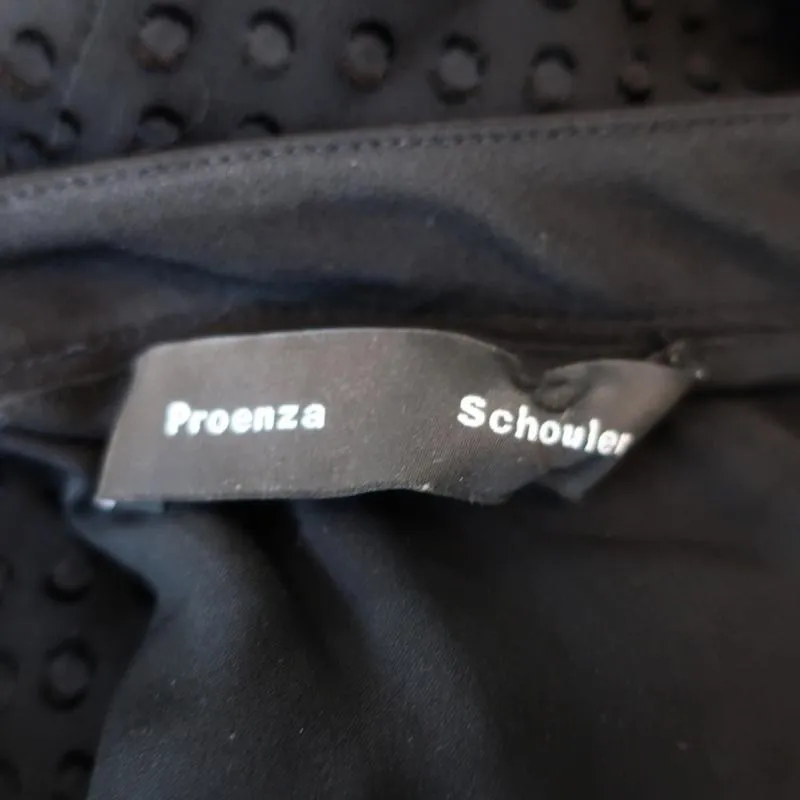 Proenza Schouler Cold Shoulder Dress Black Ruffled Polka Dot Fil Coupe Size 6