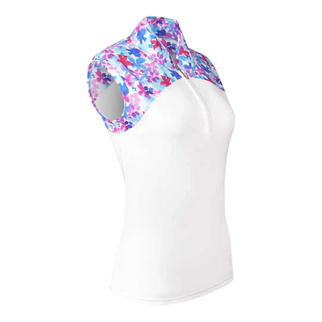 Pure Golf Spirit Sleeveless Golf Polo Shirt - Watercolour Daydream