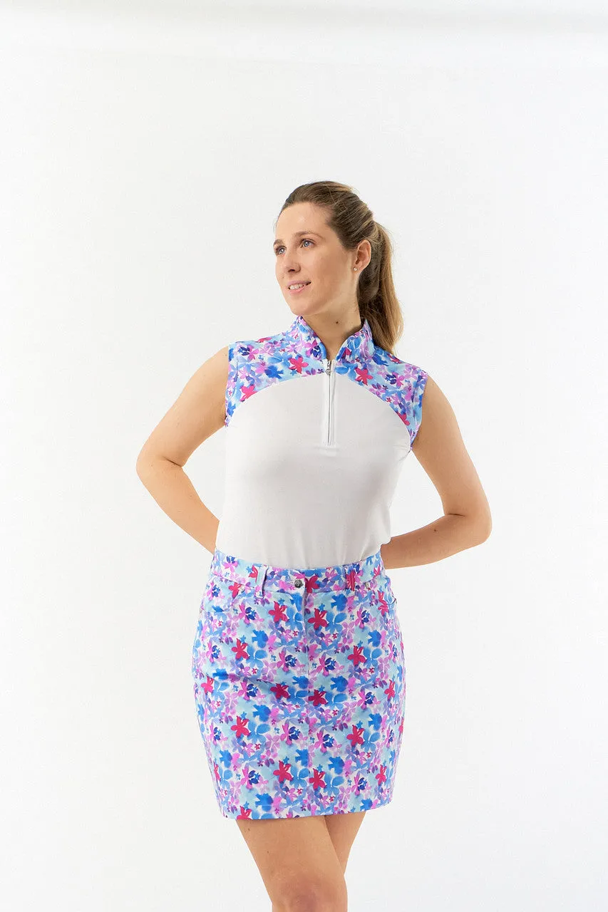 Pure Golf Spirit Sleeveless Golf Polo Shirt - Watercolour Daydream