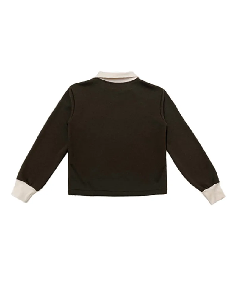 Q.C PLAY: Spandex Ribbed Pocket String Zip-Up  T-Shirt - Brown