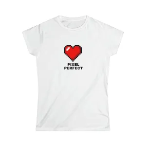 "Pixel Perfect" White Custom T-Shirt for Women  | Art by Noa Bar Lev