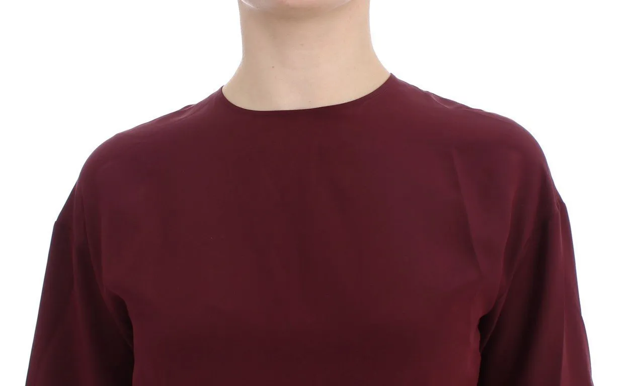 Red 3/4 sleeve silk blouse