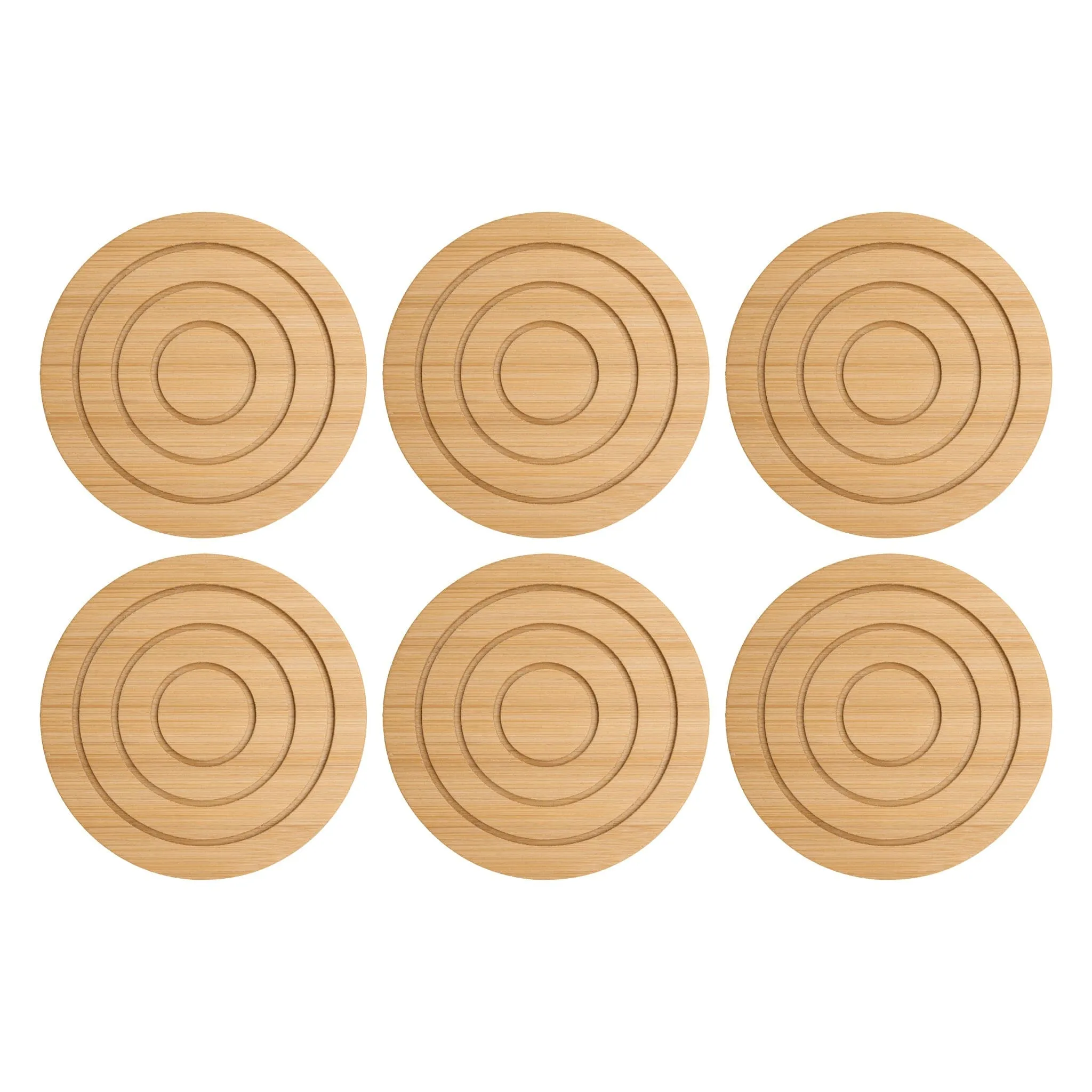 Regent Bamboo Round Coasters With Slots In Holder 6 Piece Set 30254