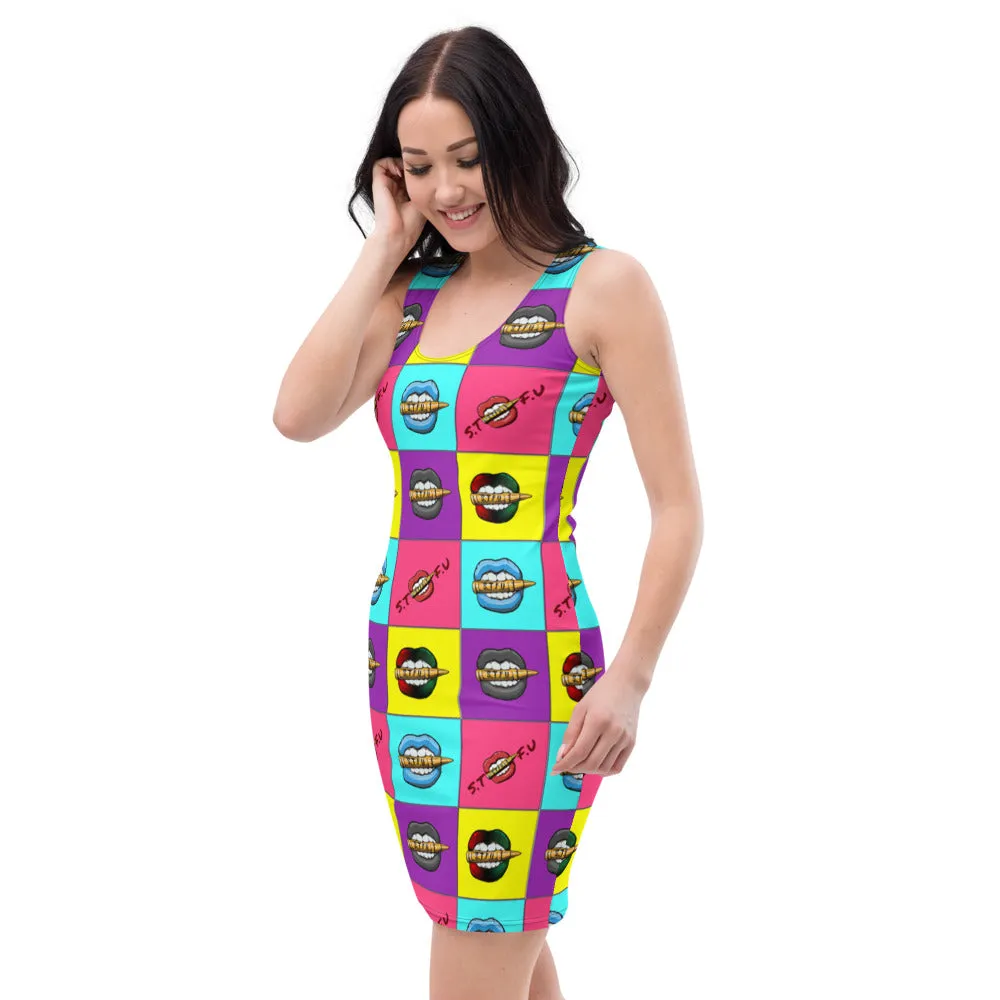 Retro Colorblock STFU Logo Tank Dress