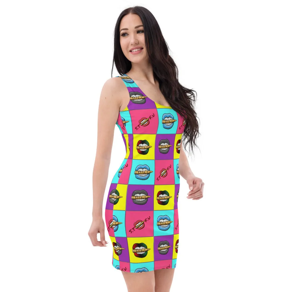 Retro Colorblock STFU Logo Tank Dress