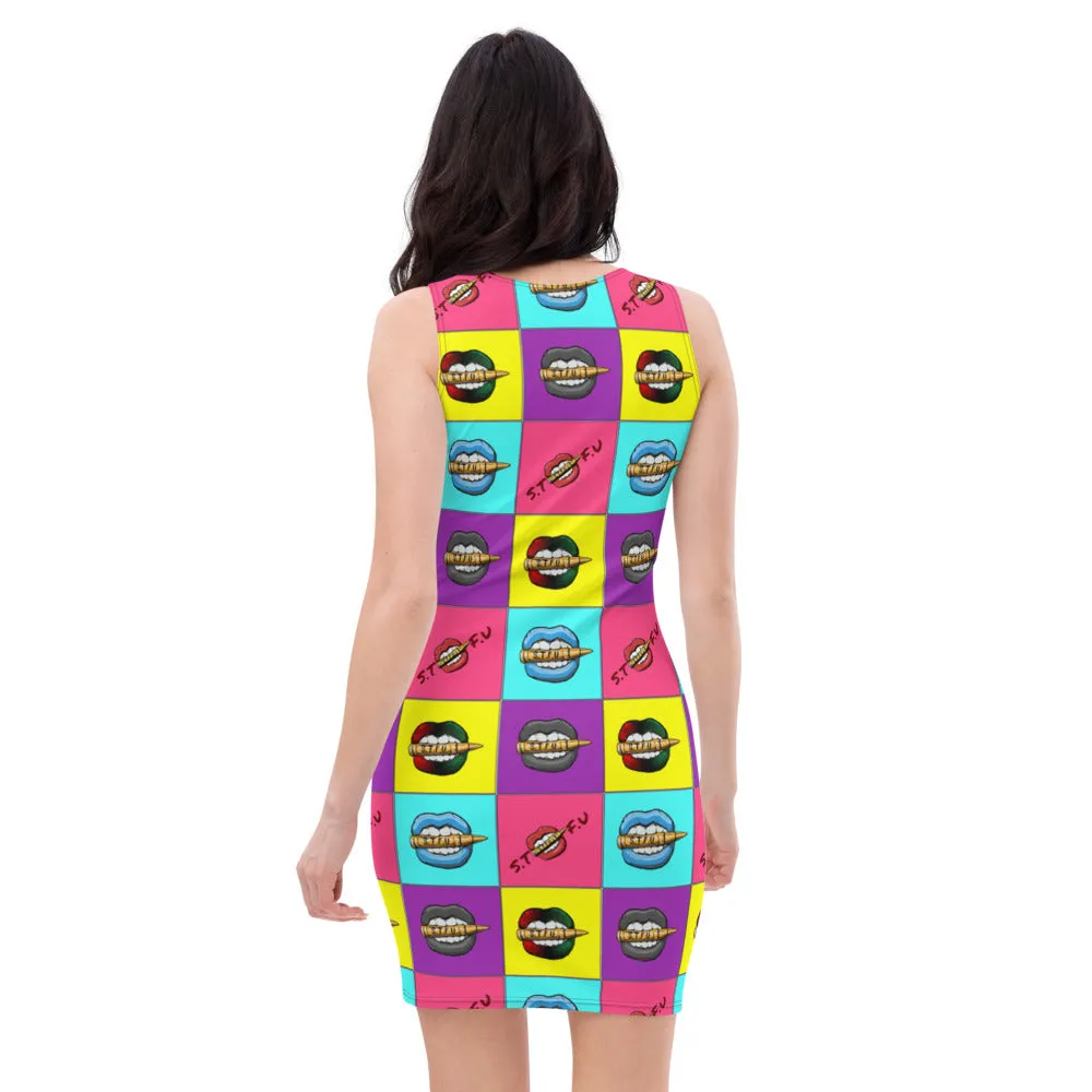 Retro Colorblock STFU Logo Tank Dress