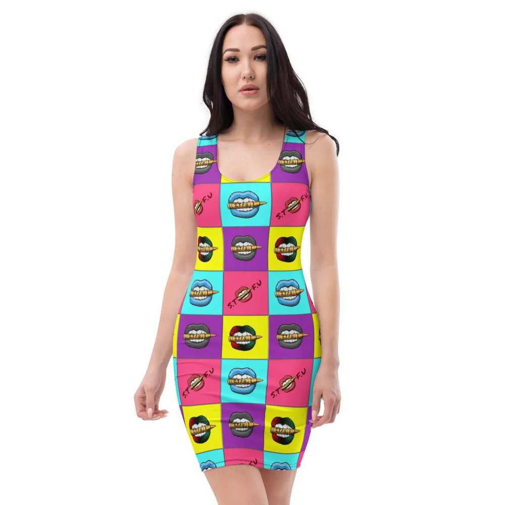 Retro Colorblock STFU Logo Tank Dress