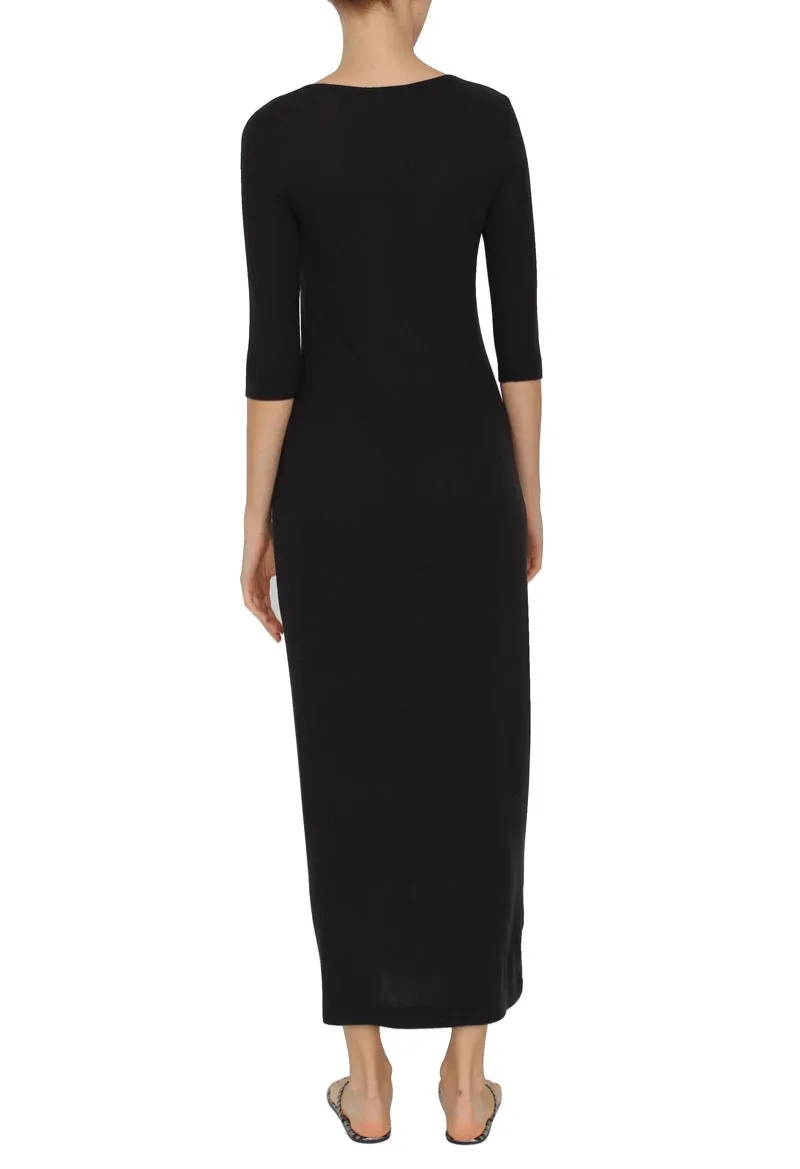 Ribbed Silk Blend Tunisien Dress