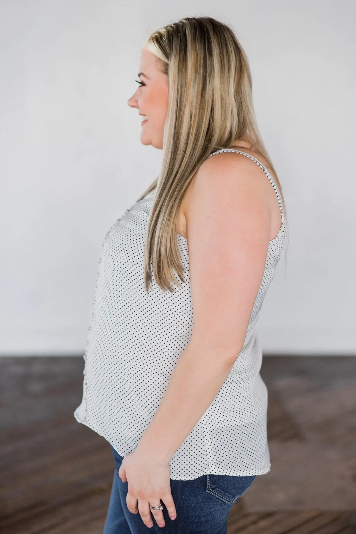 Right on the Dot Tank Top- White
