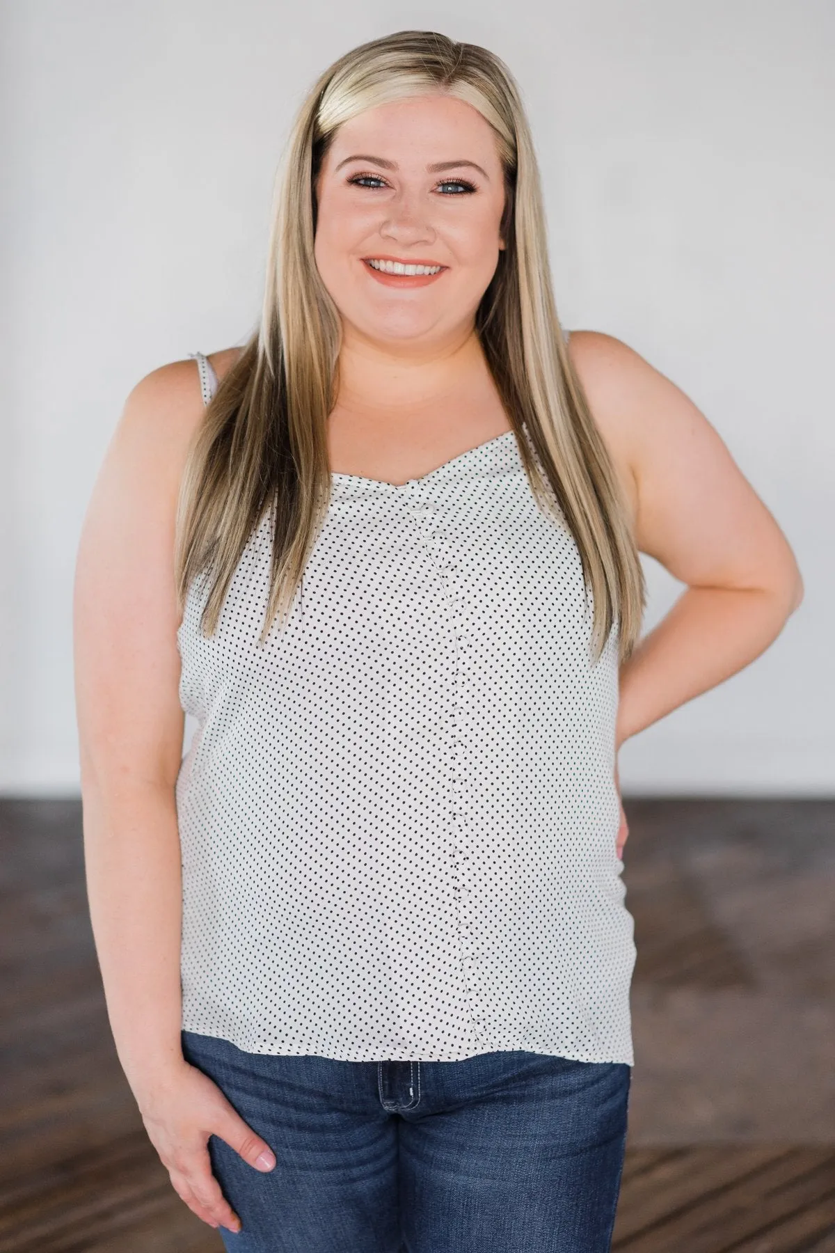 Right on the Dot Tank Top- White