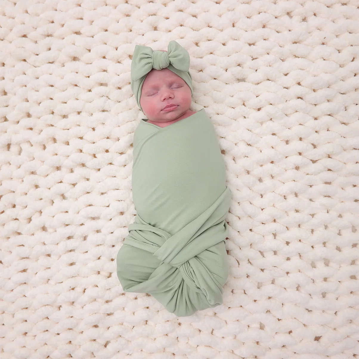 Sage Swaddle Headband Set