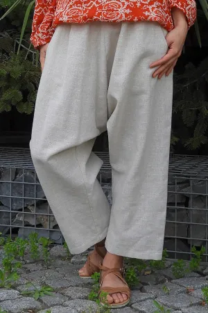 SAND Women's Linen Harem Pants, Beige