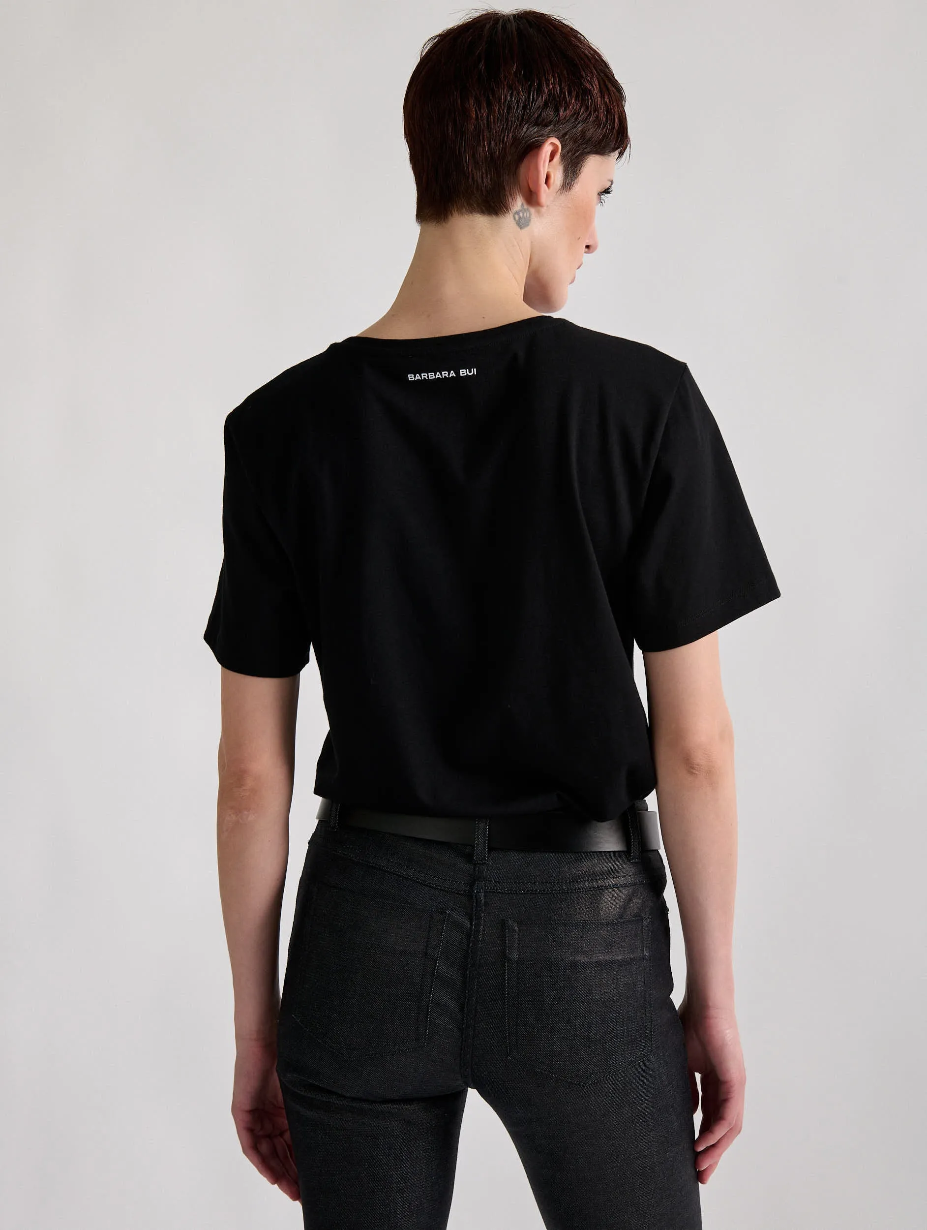 Screen-printed bandana tee-shirt in black cotton jersey
