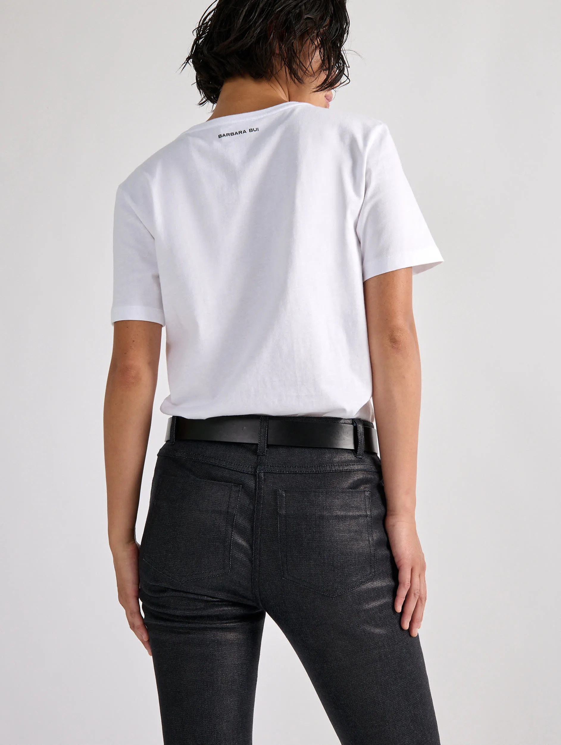 Screen-printed bandana tee-shirt in white cotton jersey