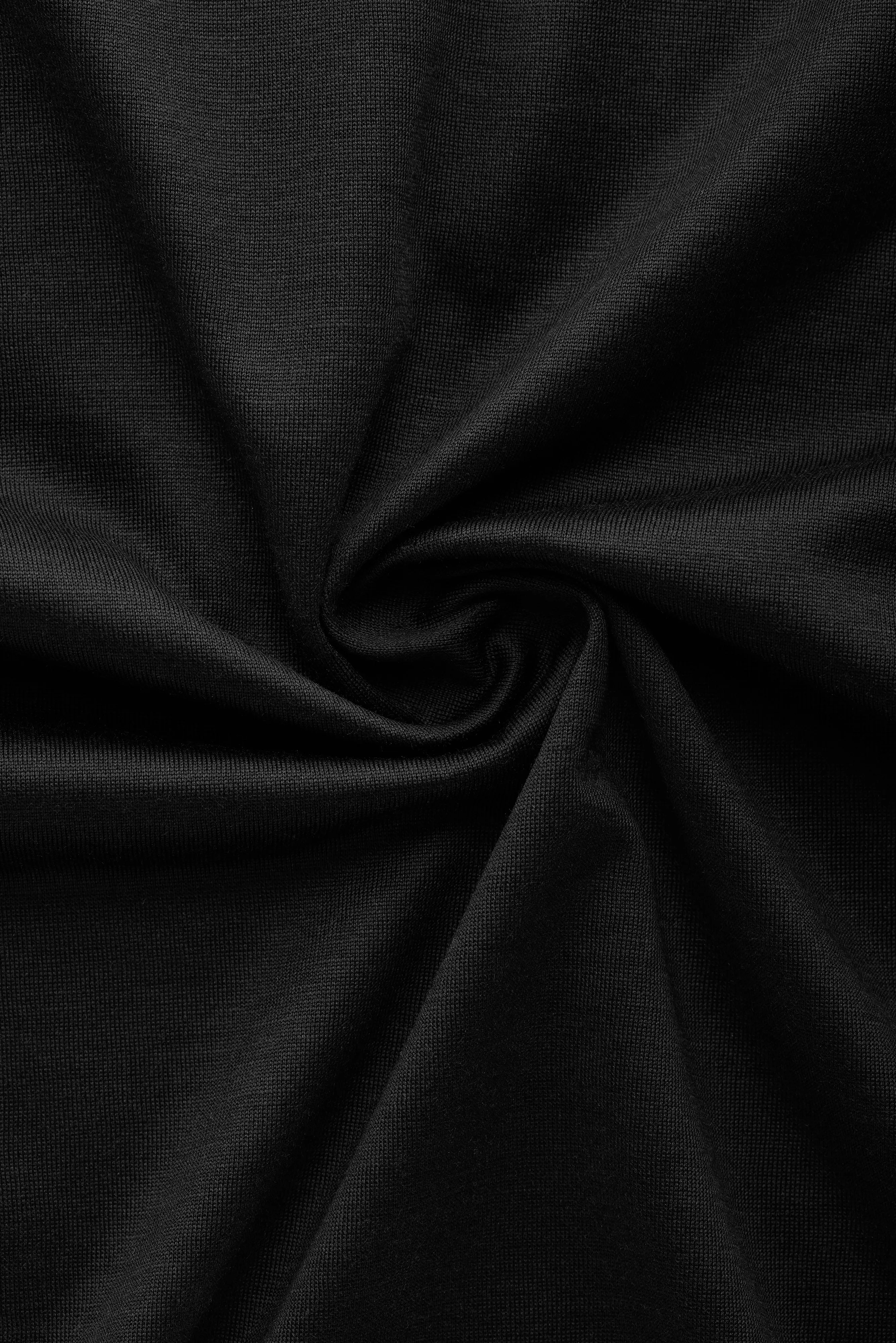 Silk Cotton Long Sleeve Crew Neck T-Shirt Black