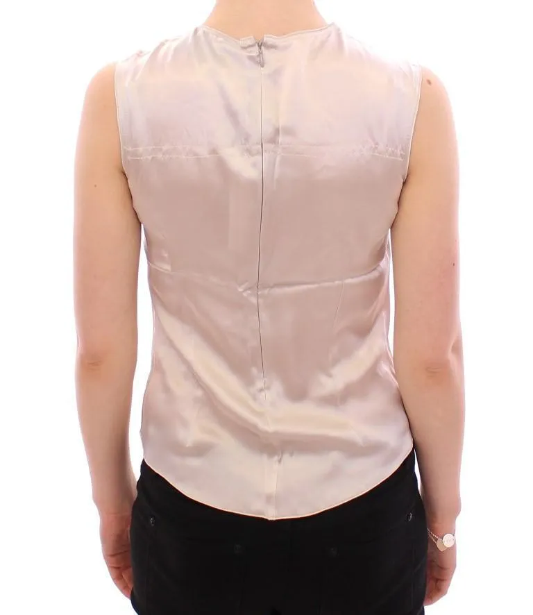 Silver Sleeveless Silk Blouse