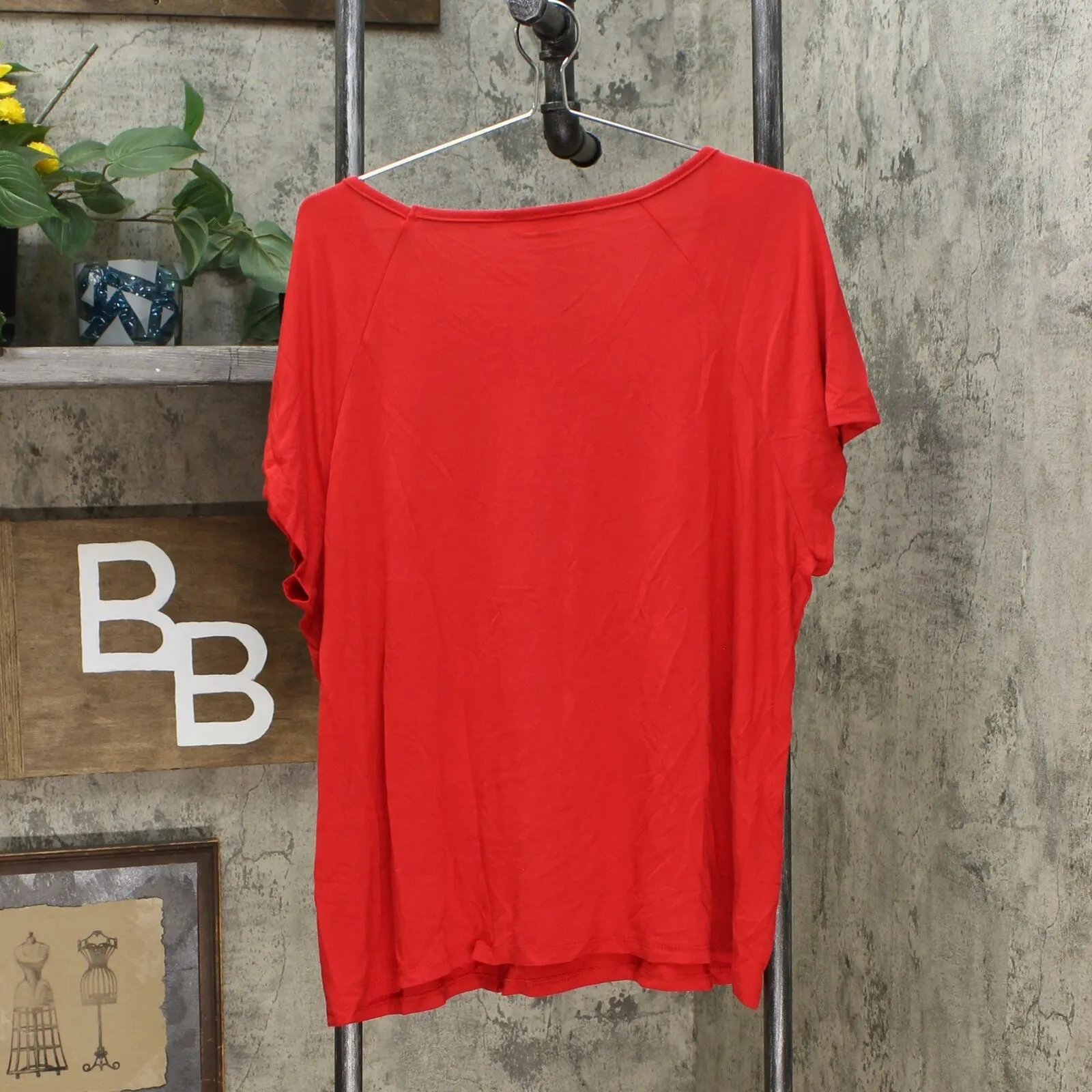 Slinky Brand Women's Plus Size 2 Pack Raglan Ruffle Cap Sleeve T-Shirts