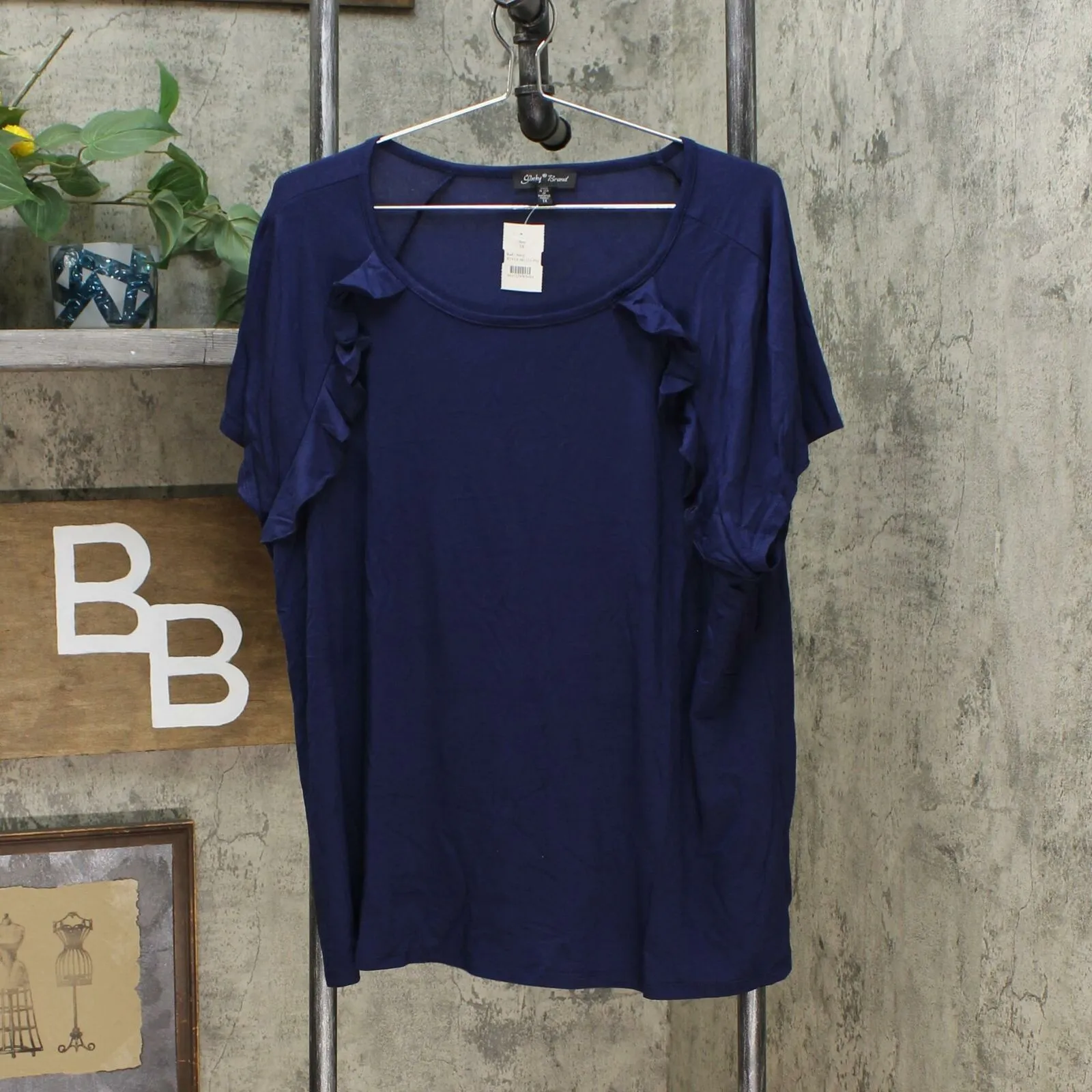 Slinky Brand Women's Plus Size 2 Pack Raglan Ruffle Cap Sleeve T-Shirts