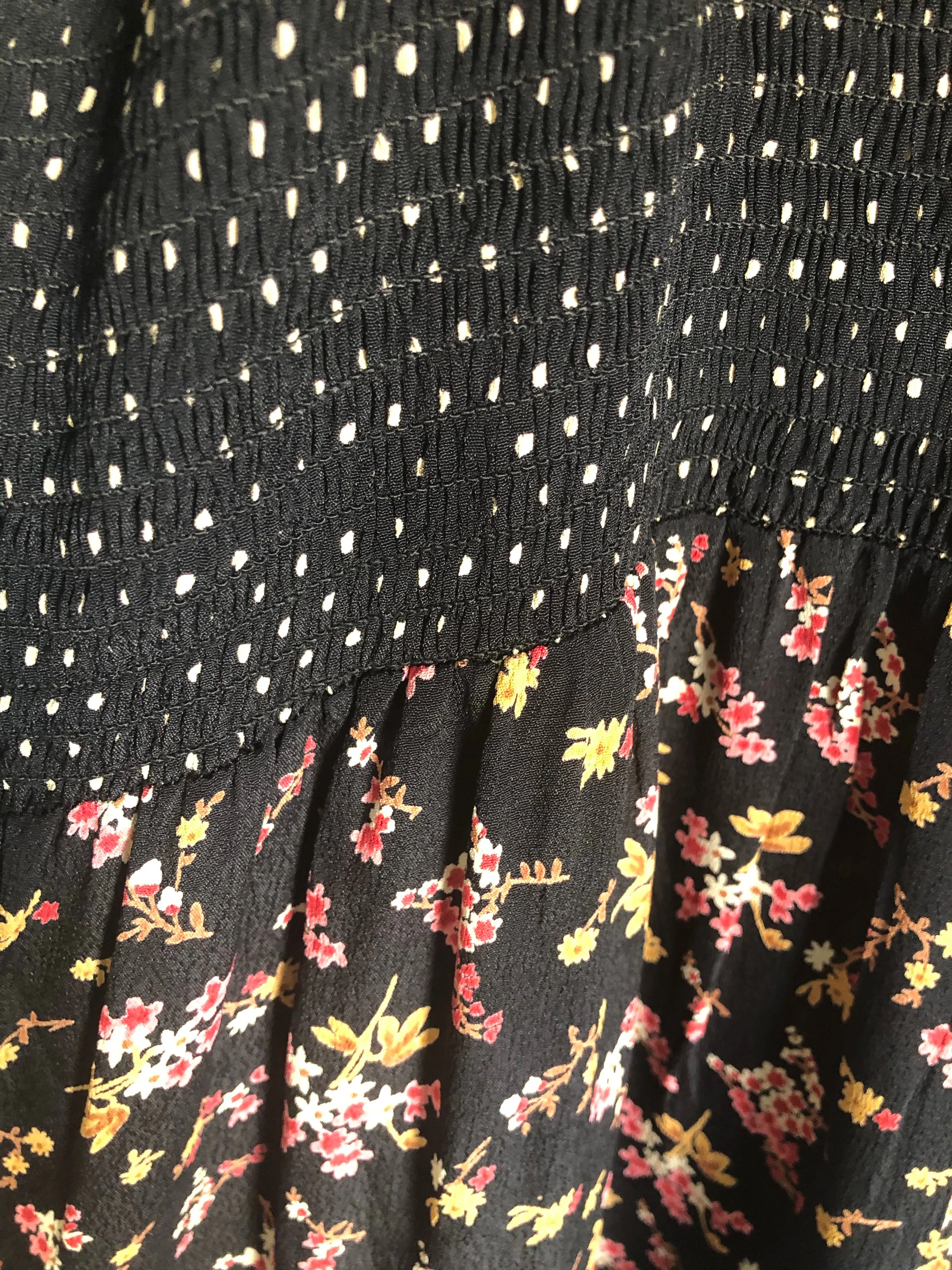 SMOCKED SIDES CONTRAST MIDI DRESS