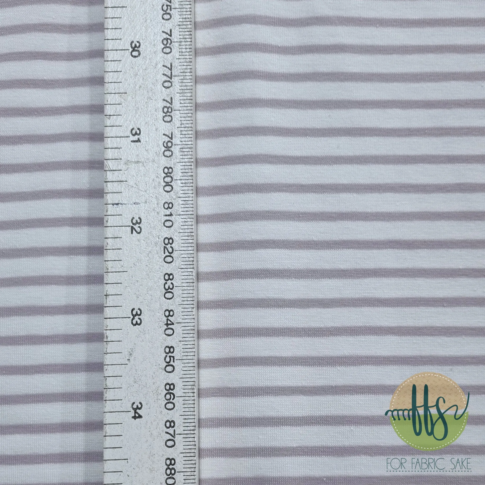 Soft Lilac & White stripe - Cotton Spandex - Yarn Dyed